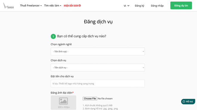Hướng dẫn freelancer tạo gói dịch vụ - Bước 3 - Điền thông tin gói dịch vụ