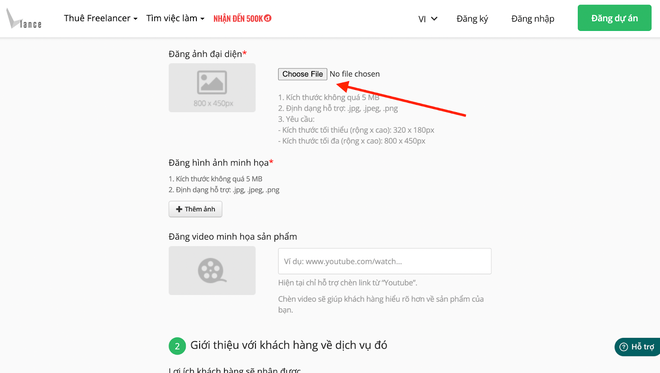 Hướng dẫn freelancer tạo gói dịch vụ - Bước 4 - Chọn ảnh đại diện