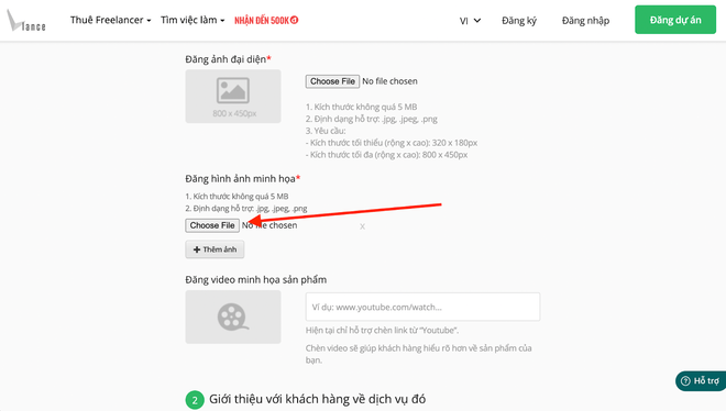 Hướng dẫn freelancer tạo gói dịch vụ - Bước 5 - Chọn ảnh minh hoạ