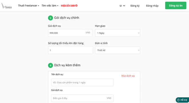 Hướng dẫn freelancer tạo gói dịch vụ - Bước 7 - Chọn giá gói dịch vụ