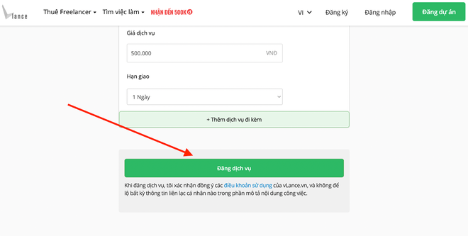 Hướng dẫn freelancer tạo gói dịch vụ - Bước 9 - Đăng gói dịch vụ 