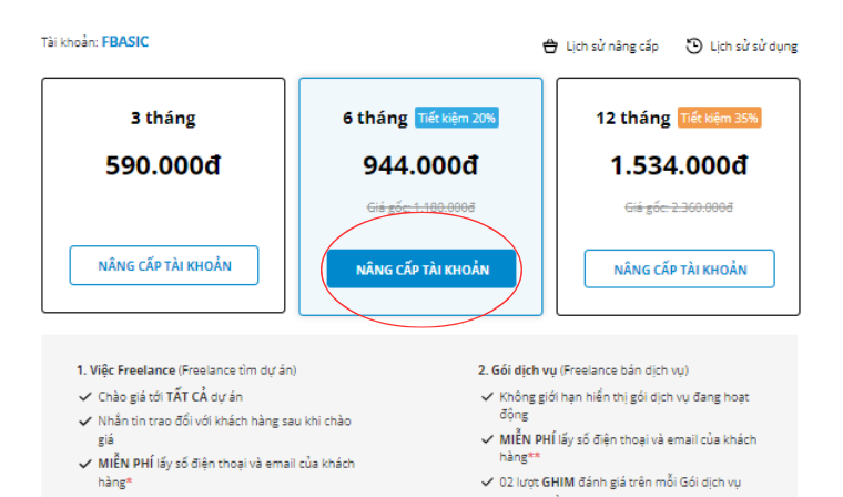 Hướng dẫn nâng cấp tài khoản freelancer bước 4
