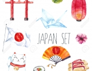 46278771-Watercolor-set-of-Japan-Hand-draw-Japanese-design-elements-Torii-gate-origami-bird-Japan-flag-lacky--Stock-Vector.jpg