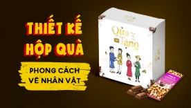 Thiết kế hộp qu&agrave; phong c&aacute;ch vẽ minh họa nh&acirc;n vật.