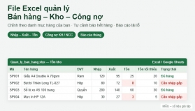 File Excel quản l&yacute; b&aacute;n h&agrave;ng &ndash; kho &ndash; c&ocirc;ng nợ
