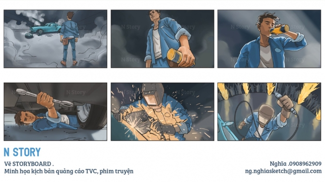 Storyboard Quảng c&aacute;o nước tăng lực Rockstar