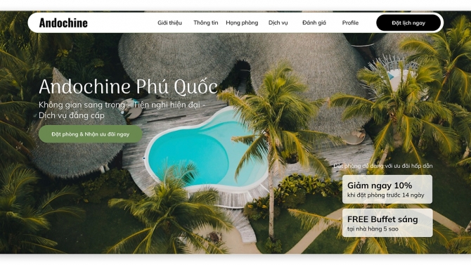 Thiết kế Landing page Kh&aacute;ch sạn Andochine Phu Quoc
