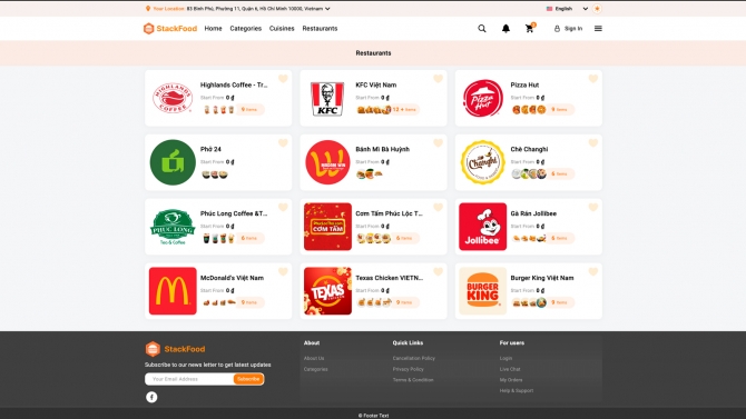 Website đặt m&oacute;n ăn trực tuyến