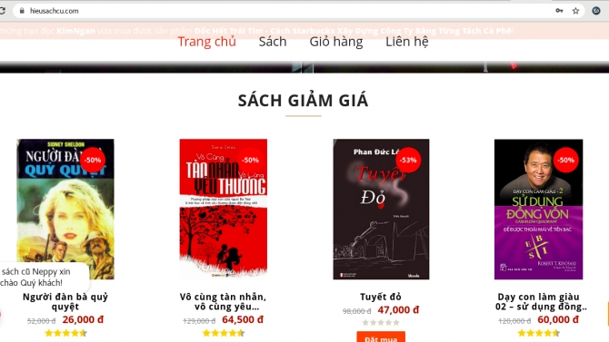 Thiết kế website hiệu s&aacute;ch cũ