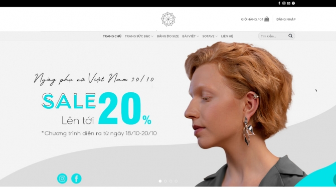 Dự &aacute;n web site l&agrave;m về trang sức bạc Sotave