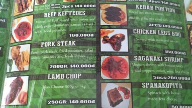 Quyển Menu cho Zeus Fastfood shop