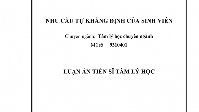Luận &aacute;n tiến sĩ t&acirc;m l&yacute; học về Nhu cầu tự khẳng định của sinh vi&ecirc;n