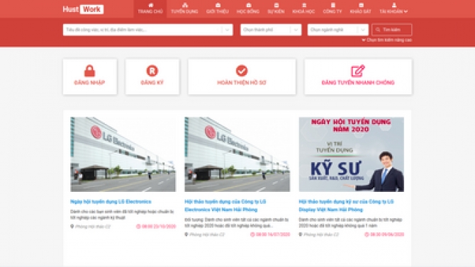 Website t&igrave;m kiếm việc l&agrave;m ch&iacute;nh thức của ĐH BKHN