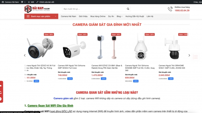 Thiết kế Landing Page lĩnh vực camera