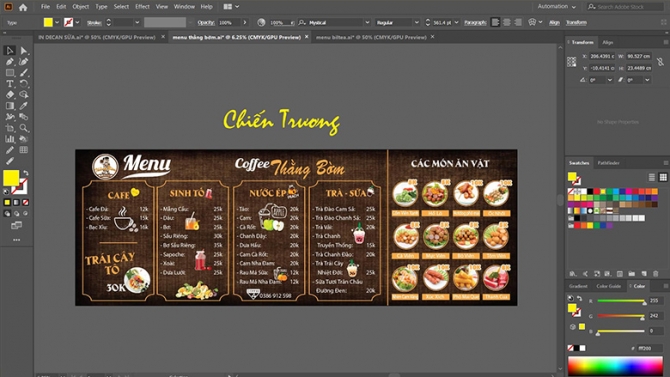 Thiết kế menu qu&aacute;n
