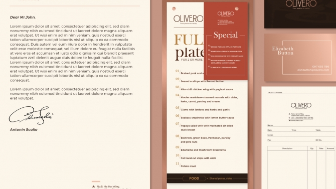 OLIVERO restaurant - Logo & Brand identity