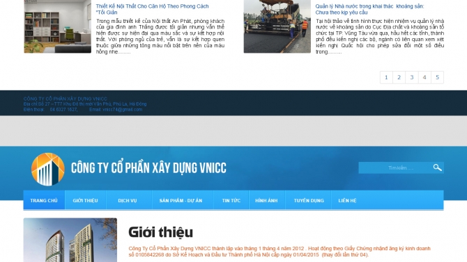 website c&ocirc;ng ty cổ phần x&acirc;y dựng VNICC H&agrave; Nội