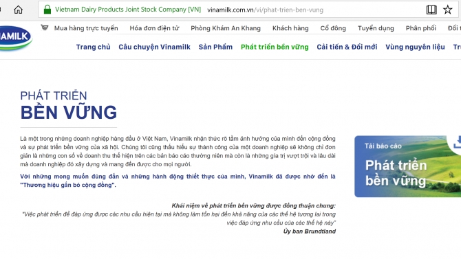 Tham gia dự &aacute;n dịch Website cho Vinamilk - Ph&aacute;t triển bền vững