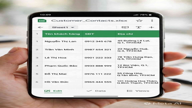 Nhập liệu danh bạ kh&aacute;ch h&agrave;ng bằng google sheets