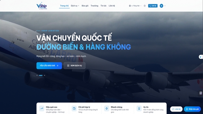 Thiết kế & ph&aacute;t triển website VShip Logistics &ndash; doanh nghiệp vận chuyển quốc tế đường biển v&agrave; h&agrave;ng kh&ocirc;ng