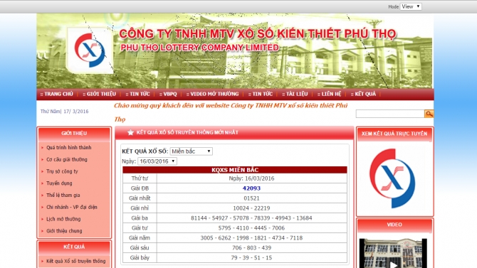 Dự &aacute;n website xổ số