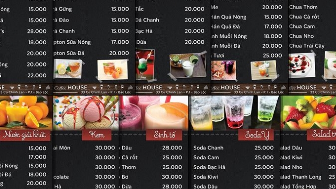 Menu Coffee house