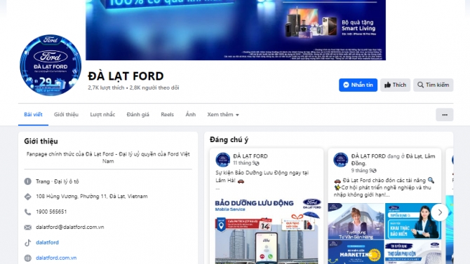 Thiết kế đồ hoạ fanpage Đ&agrave; Lạt Ford