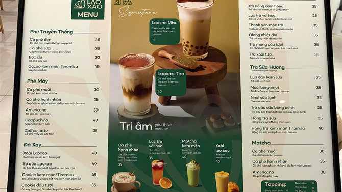 Menu qu&aacute;n Laoxao
