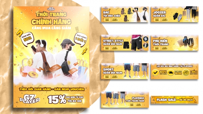 Thiết kế - Banner gian h&agrave;ng phụ kiện thời trang