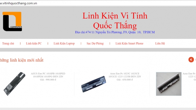 Website b&aacute;n h&agrave;ng linh kiện vi t&iacute;nh