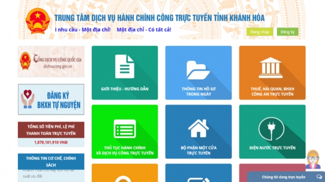 Website dịch vụ c&ocirc;ng trực tuyến tỉnh Kh&aacute;nh H&ograve;a