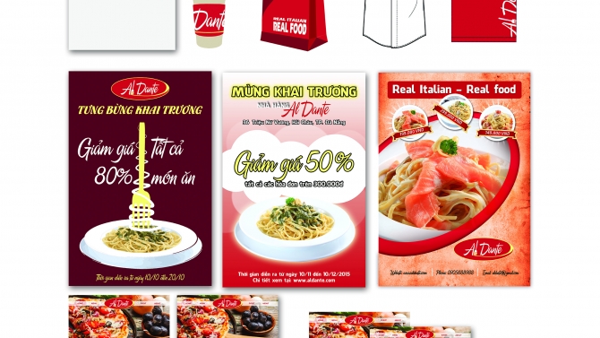 Thiết kế nhận diện thương hiệu nh&agrave; h&agrave;ng Al Dante