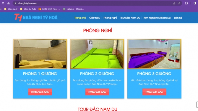 Website Nh&agrave; Nghỉ T&yacute; Ho&agrave; Nam Du