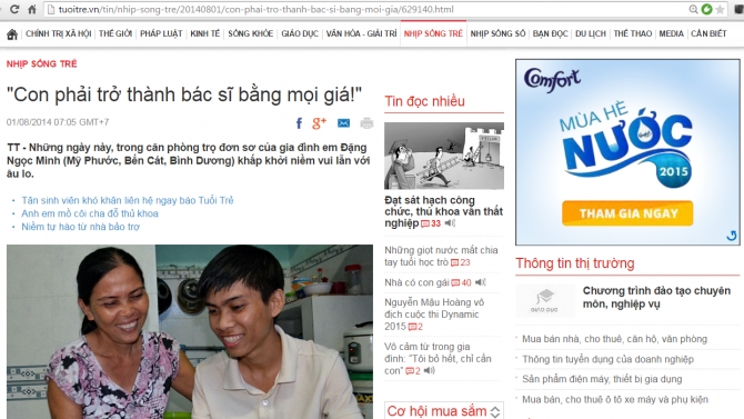 B&agrave;i viết tr&ecirc;n Tuổi Trẻ