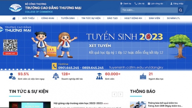 Thiết kế v&agrave; x&acirc;y dựng Website Trường Cao Đẳng Thương Mại Đ&agrave; Nẵng