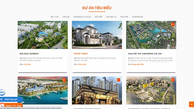 Website c&ocirc;ng ty Bất Động Sản Nasaland