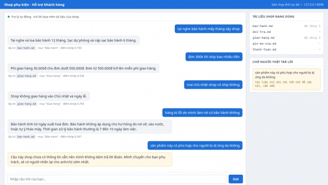 Chatbot AI trả lời kh&aacute;ch bằng t&agrave;i liệu của shop &mdash; kh&ocirc;ng biết th&igrave; chuyển người thật