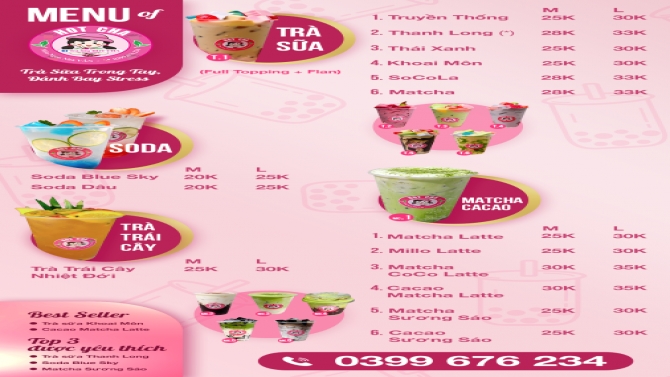 Menu Tr&agrave; Sữa
