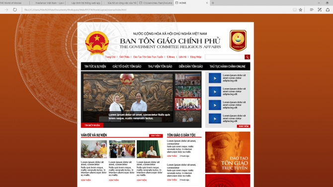 Lập tr&igrave;nh website tin tức cho ban t&ocirc;n gi&aacute;o trung ương