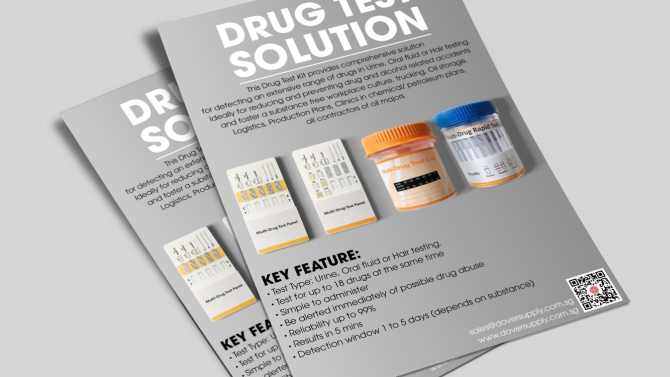Thiết kế tờ rơi sản phẩn Drug Test Solution - C&ocirc;ng ty Dover Supply Singapore