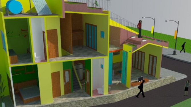 Dựng 3D nh&agrave; cấp 4