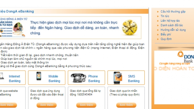 X&acirc;y dựng website ebanking Dong A Bank