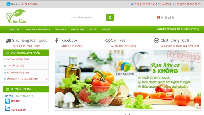 Dự &aacute;n website shop rau sạch
