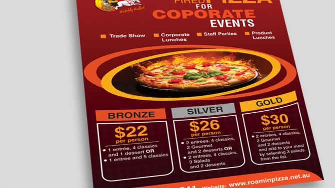Thiết kế flyer cho Nh&atilde;n h&agrave;ng Pizza &Yacute;