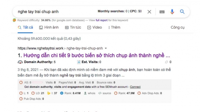 B&agrave;i viết theo từ kh&oacute;a "nghề tay tr&aacute;i chụp ảnh" top 1 Google
