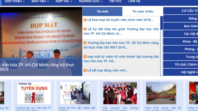 X&acirc;y dựng hệ th&ocirc;ng website Đại học Văn Ho&aacute;