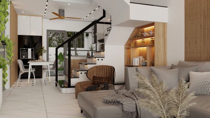 Thiết kế nội thất nh&agrave; phố