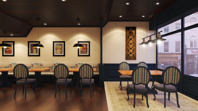 Thiết kế 3d nội thất nh&agrave; h&agrave;ng Ashoka L&ecirc; th&aacute;nh t&ocirc;n