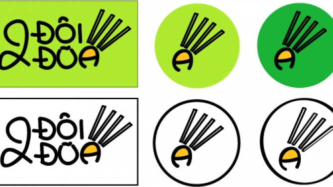 Logo cho qu&aacute;n ăn Hai Đ&ocirc;i Đũa