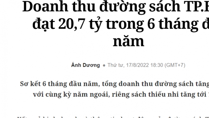 Doanh thu đường s&aacute;ch TP.HCM đạt 20,7 tỷ trong 6 th&aacute;ng đầu năm